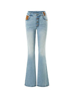 +5CM N1 Washed Suede Flare Jeans