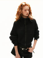 Structured Zip Knit Cropped Jacket