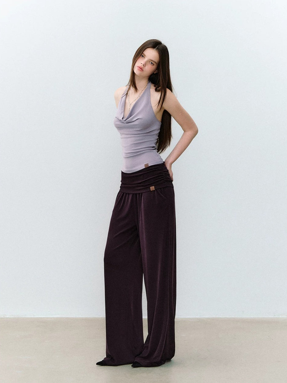 Purple &amp; Blue Draped Halter Top