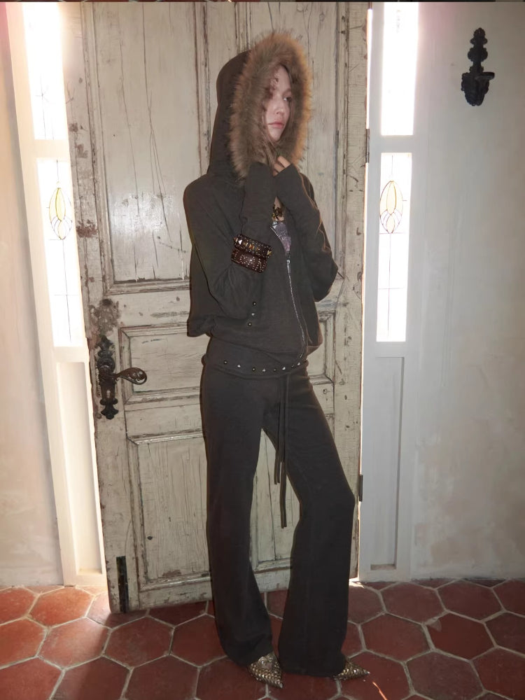 Studded Batwing Hoodie Set