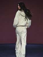 Neckline Tie Striped Sun-Protective Jacket & Pants Set