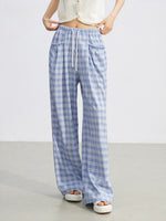Lace Plaid Wide-Leg Pants