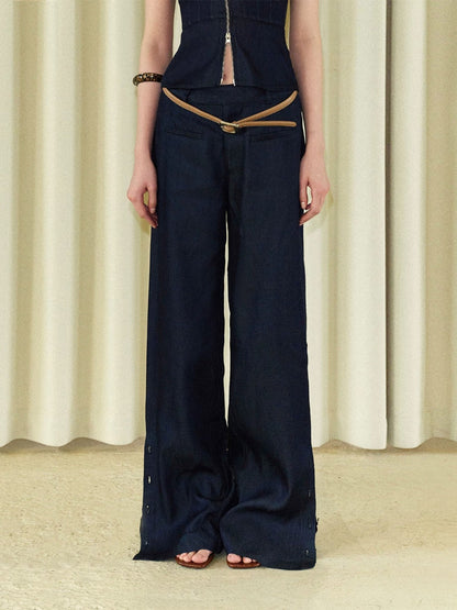 Halter Denim Top &amp; Pants Set