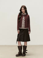 Peter Pan Collar Layered Knit Cardigan