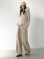 Fur-Trimmed Hooded Panelled Down Jacket