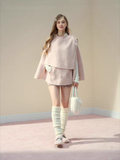 Pink Wool Cape Coat