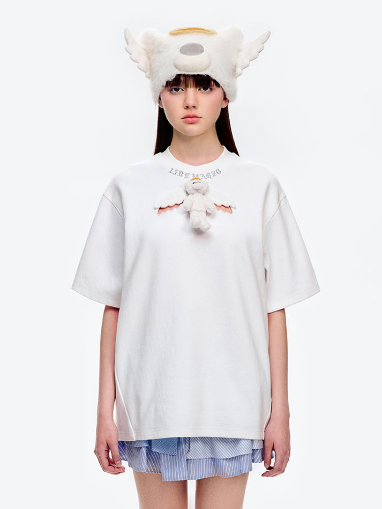 Angel Devil Cutout Chest Short-sleeve T-shirt