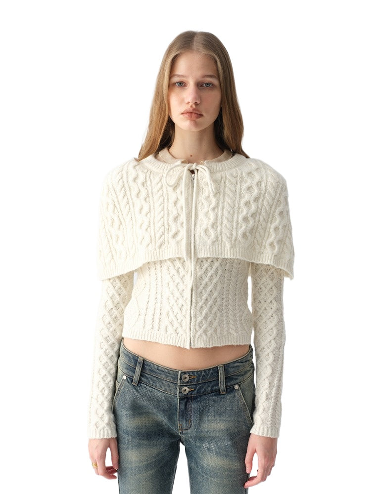 Cable Cape Knit Cardigan