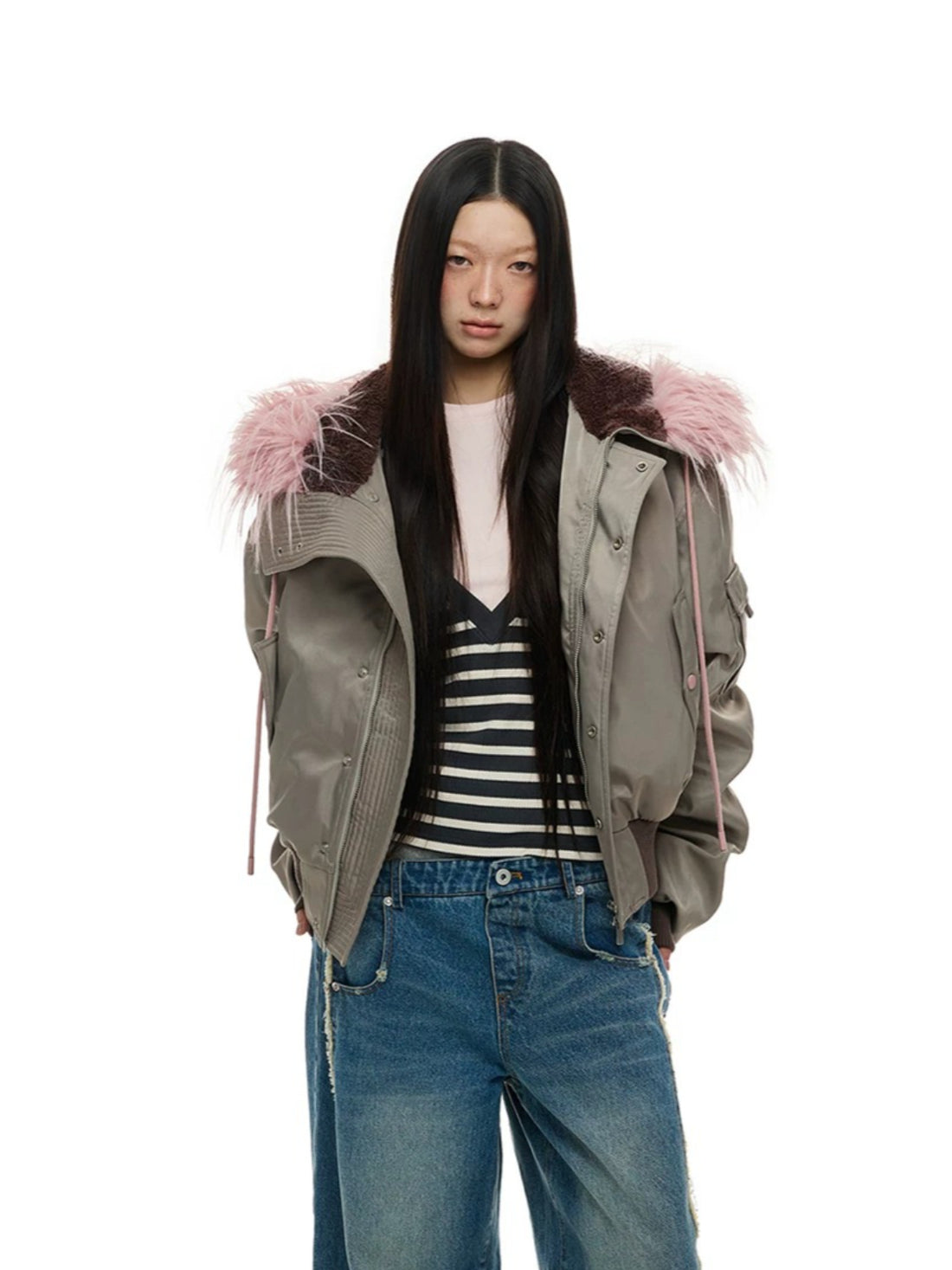 Vintage Hooded Fur Trim Down Jacket