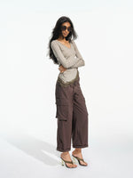 Asymmetric Lace Hem Long Sleeve Top
