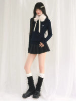 Detachable Snood Cable Knit Top