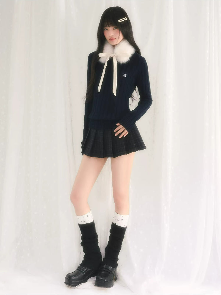 Detachable Snood Cable Knit Top