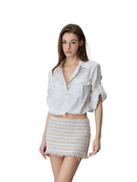 Drawstring Striped Shirt
