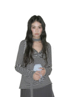 Square Neck Bow Striped Top