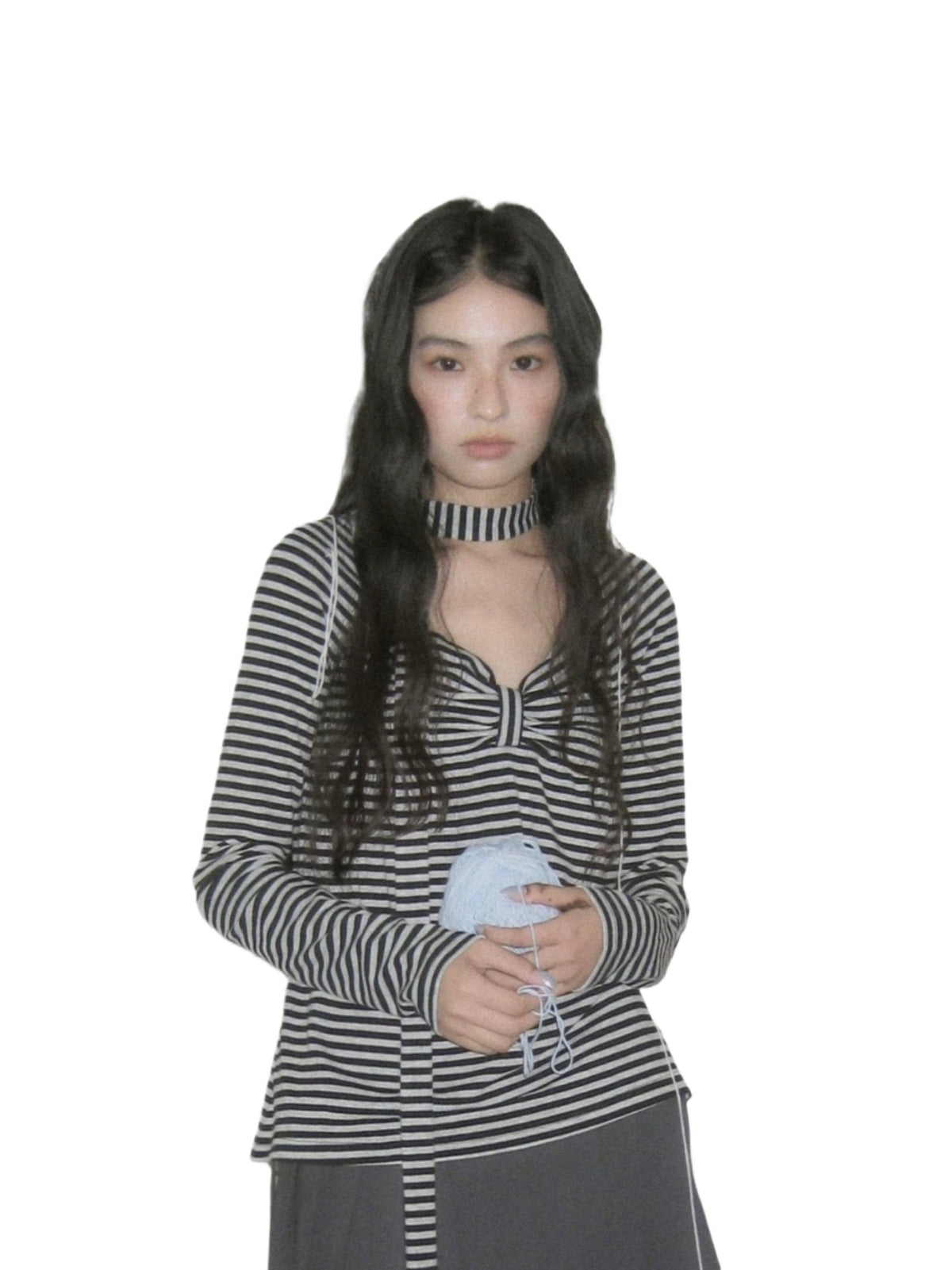 Square Neck Bow Striped Top
