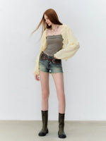 Ruffle Chiffon Cropped Cardigan