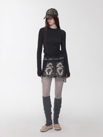 Basic Letter Print Semi-Sheer Long Sleeve Tee