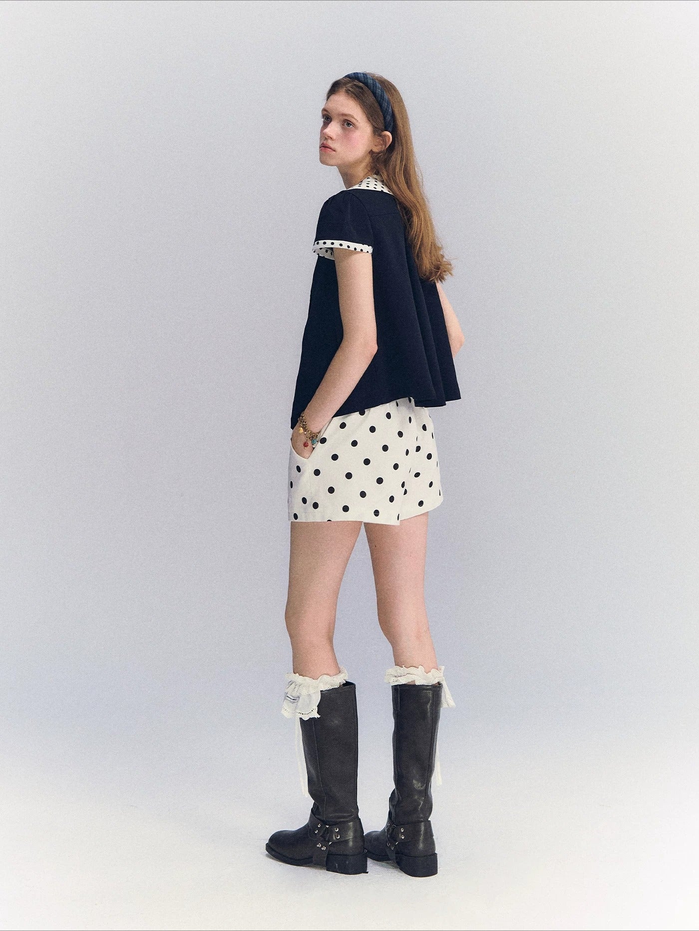 Polka Dot Collar Top