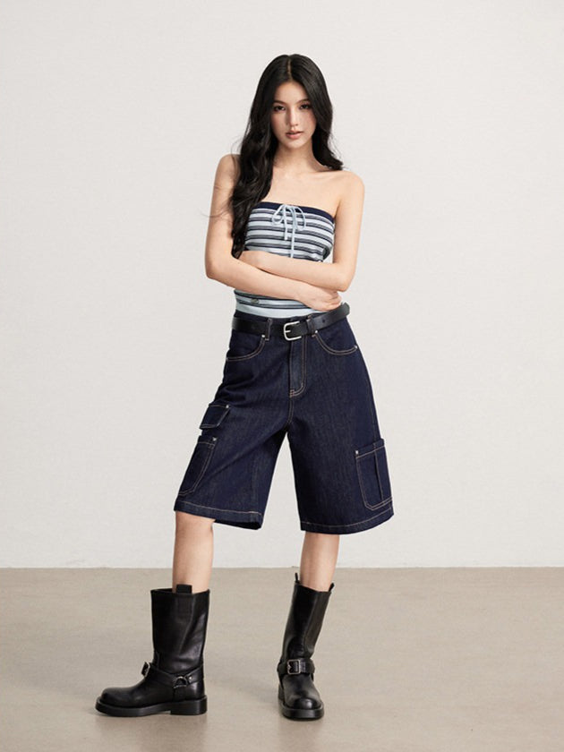 Cargo Denim Bermuda Shorts