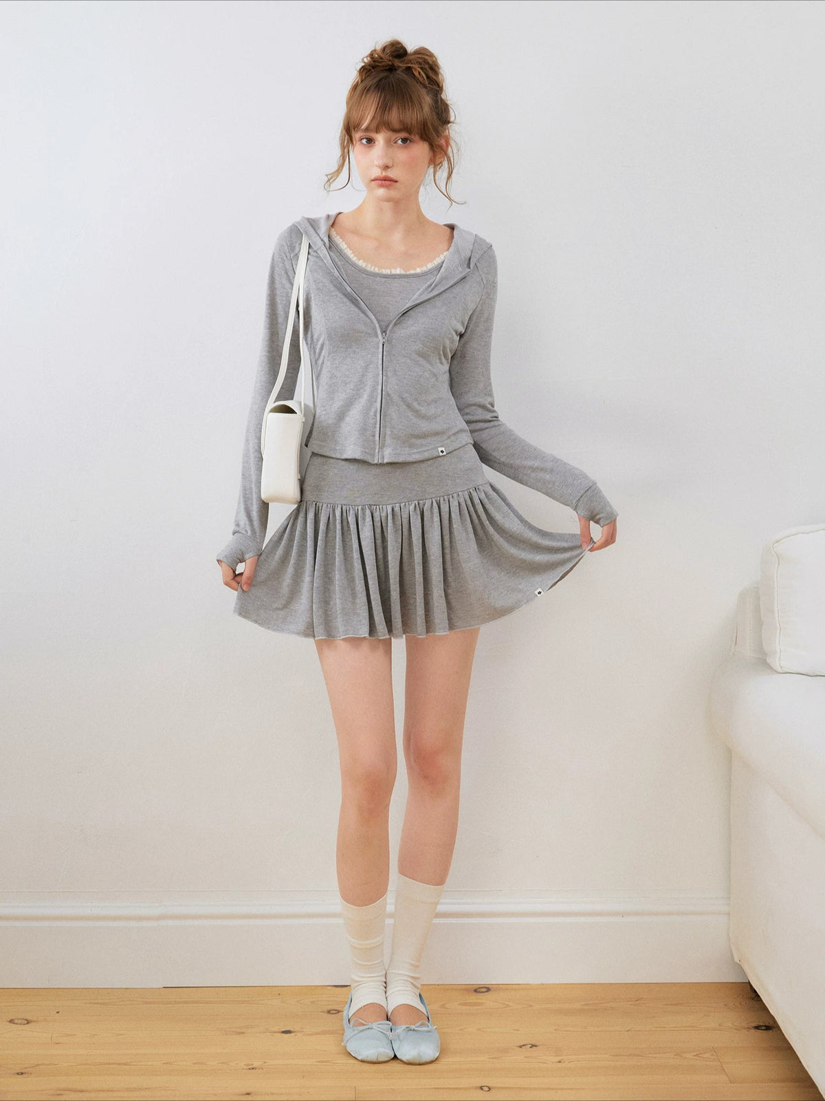 Lace Hooded Skirt Set