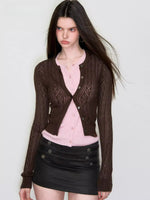 Faux Layered Colorblock Knit Cardigan