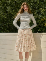 Pleated Floral Skirt