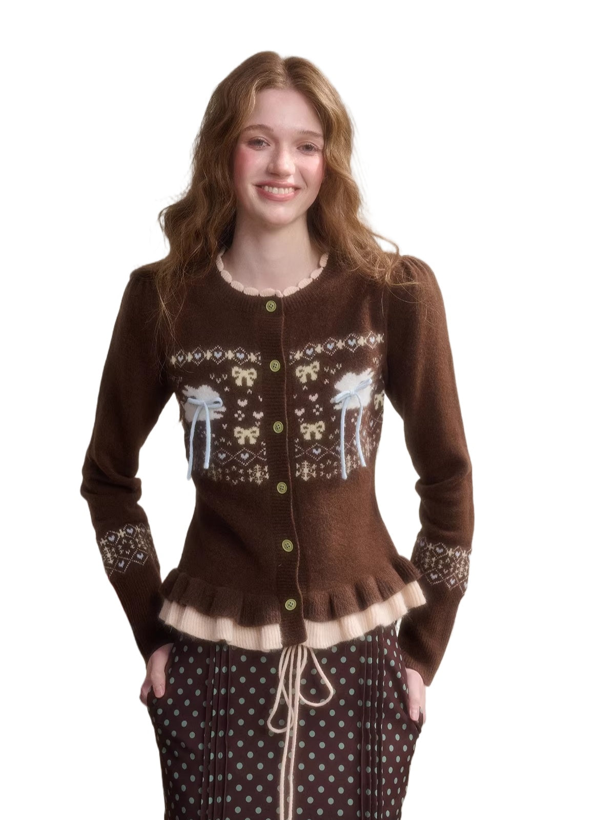 Bunny Fair Isle Knit Cardigan &amp; Skirt Set