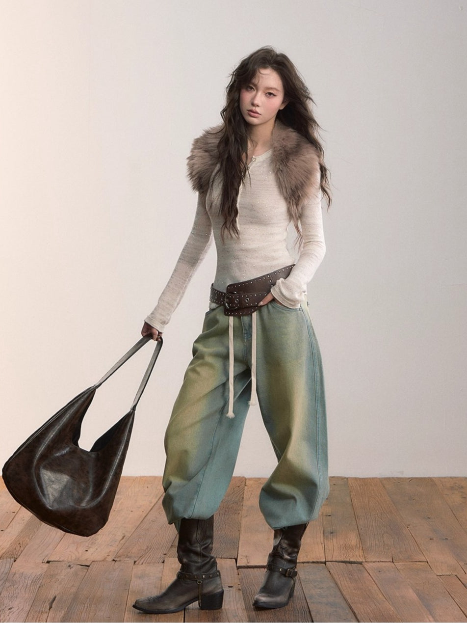Original Wash Casual Wide-Leg Jeans
