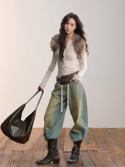 Original Wash Casual Wide-Leg Jeans