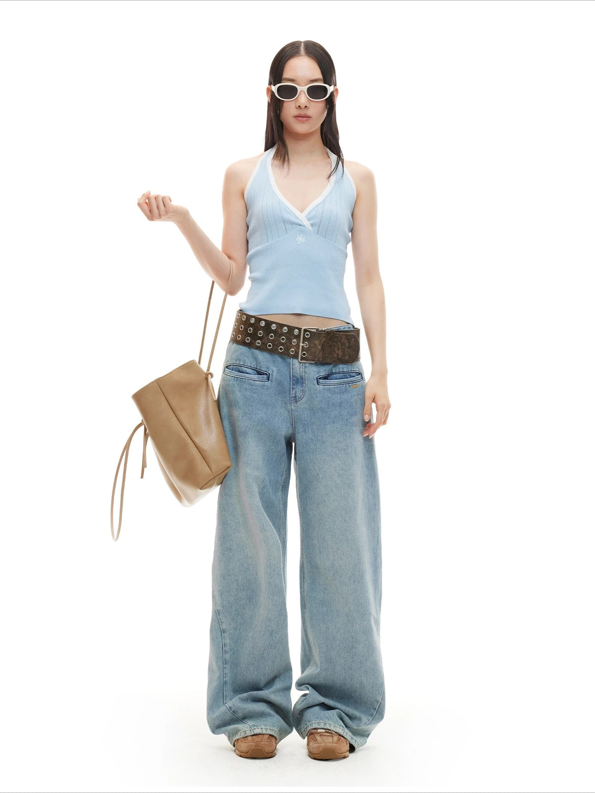 Pleated Halter Knit Tank