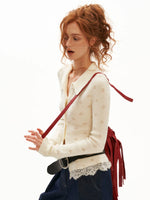 Lace Trim Floral Knit Cardigan
