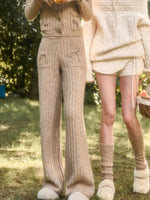Velvet Bunny Wool Cloud Off-Shoulder Knit Cardigan & Pants Set