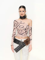 Printed Cowl Off-Shoulder Top