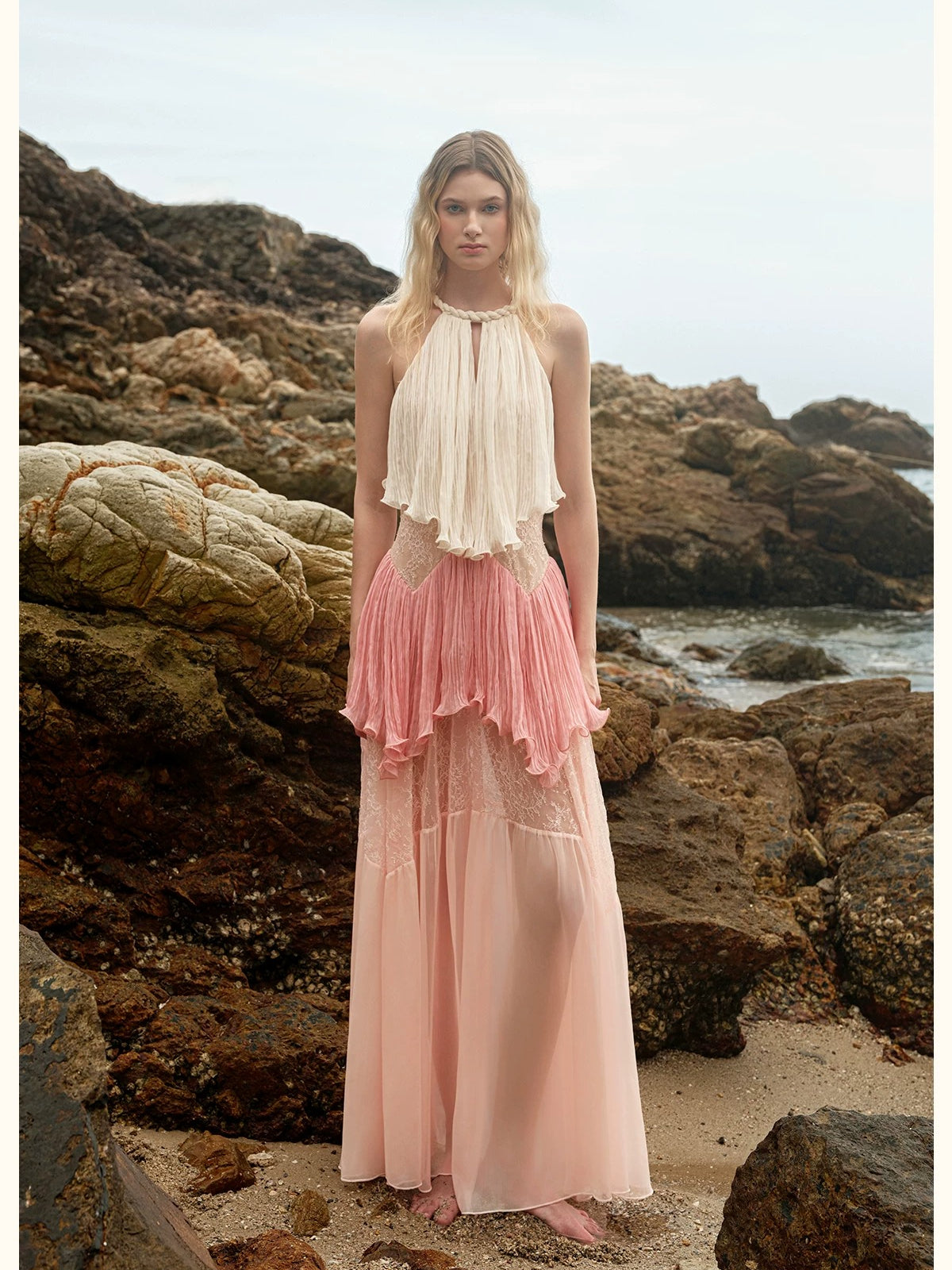 Laguna Lace Halter Maxi Dress