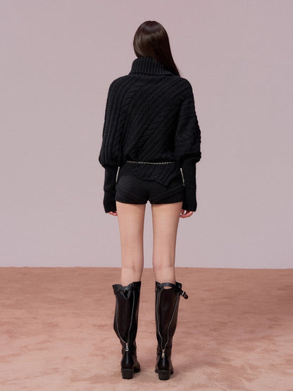 Oversized Cowl Neck Cape Sweater