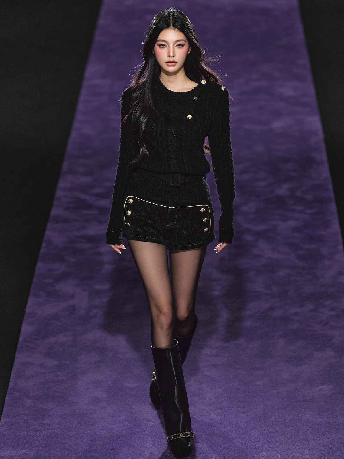 Black Corduroy Double-Breasted Shorts