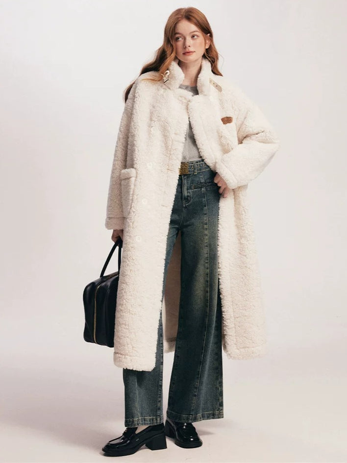 White Fleece Longline Coat