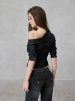Asymmetric Denim Shirt Set