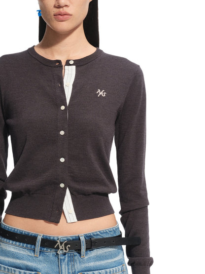 Light Blue &amp; Gray Midier Knit Cardigan