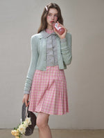 Mint & Strawberry Check Halter Dress