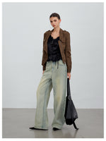 Brown Asymmetric Suede Jacket