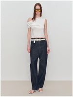 Micro Raw Denim Low-Rise Jeans