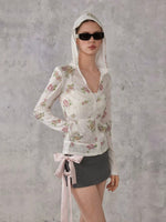 Floral Logo Zip Cardigan