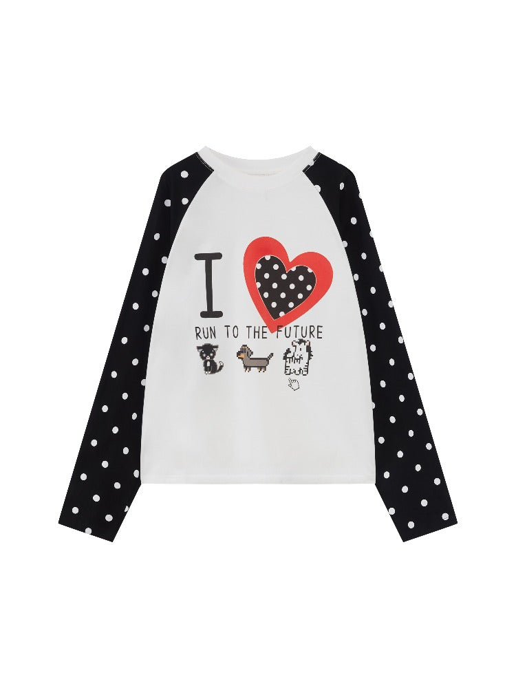 Polka Dot Raglan Long Sleeve Tee