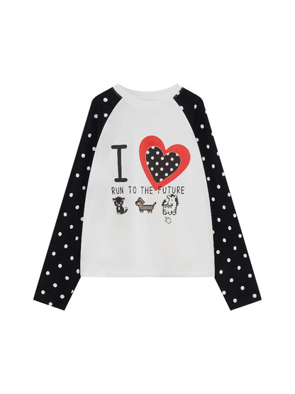 Polka Dot Raglan Long Sleeve Tee