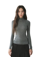Pure Wool Mock Neck Knit Top