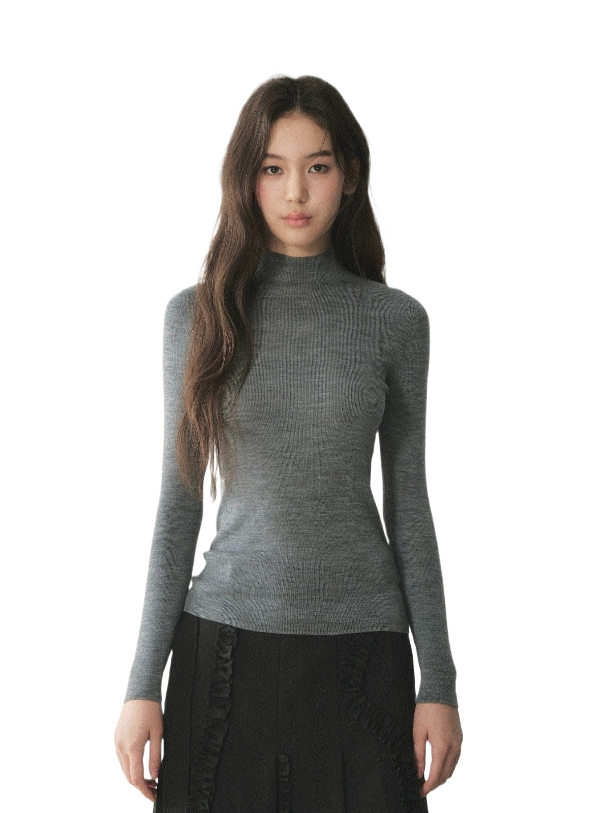 Pure Wool Mock Neck Knit Top