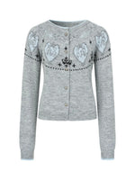 Gray Fair Isle Knit Cardigan