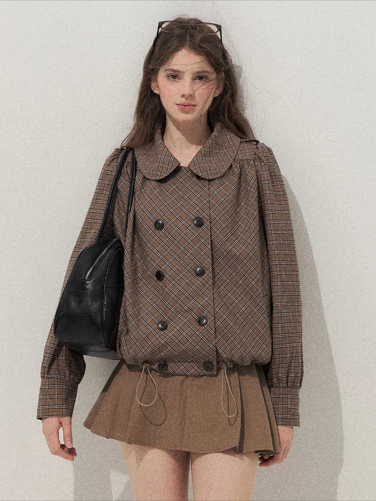Plaid Peter Pan Trench Set