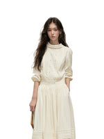 Lace Mock Neck Skirt Set